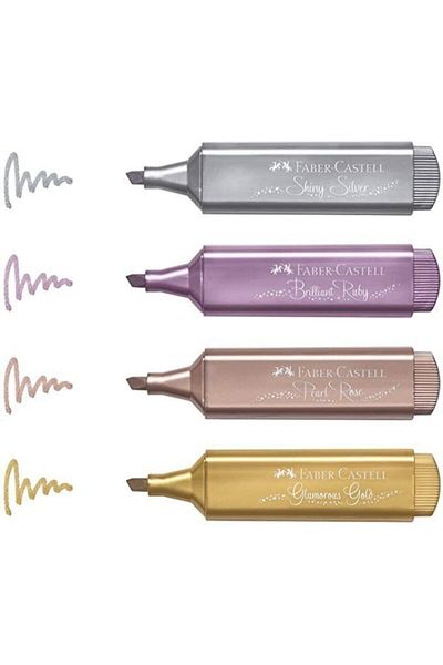 Faber Castell 4 Metallic Colored Highlighter Set with Original Box