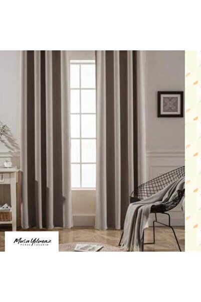 Taç Blackout Karartma Perde Düz Dikiş Pilesiz Bej 3500
