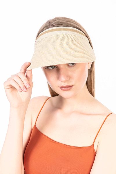 FELLMENS Flc11530 Beige Straw Visor Hat - Tennis Hat