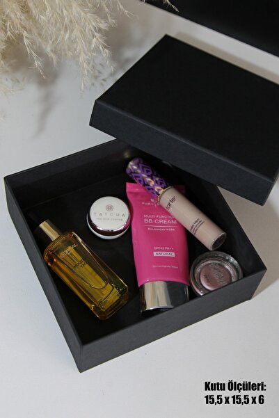 CHANZA HOME 2'li Takım Siyah Küçük Boy Kaliteli Sert Kalın Kutu Hediye Kutusu 15,5 X 15,5 X 6 - 13 X 13 X 5,5