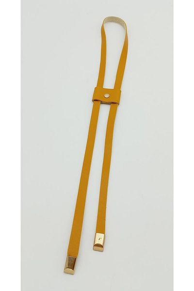 angel çanta aksesuar Mustard Single Layer Faux Leather Drawstring Light Gold Metal