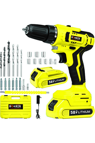 BÖHRER German 58v 5ah Pro Hummer Yellow Çift Akülü Yüksek Torq +24 Vidalama Ş...