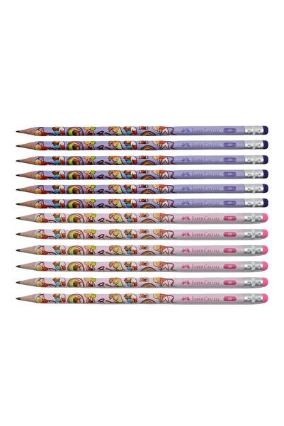 Faber Castell 2b Jimnastik Silgili Kurşun Kalem 12 Li - ( Mor-pembe)