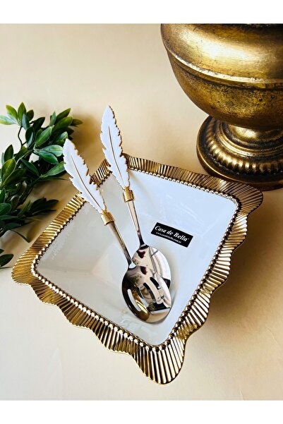 CASA DE BELLA 2 Piece Feather Patterned Salad Serving Set