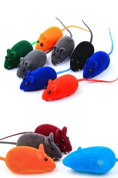Buffer ®   2-Piece Pet Training Cute Elastic Cat Mouse Catch Interactive Voice Training Toy
