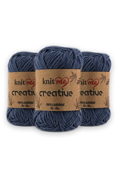 knitme Creatıve 25 Gr Pachet de 3 bumbac 100% Amigurumi Punch Ață de tricotat manuală Taka Yarn (1038)