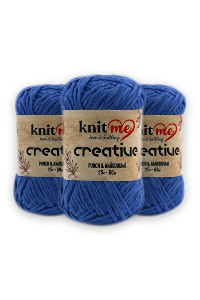 knitme Creative 25 Gr Pachet de 3 100% bumbac Amigurumi Punch Ață de tricotat manual Ață Taka (1004)