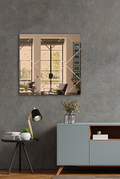 Decorita Ayna | Bronz Ayna | Baklava Kanallı - Kare Ayna | 60cm X 60cm