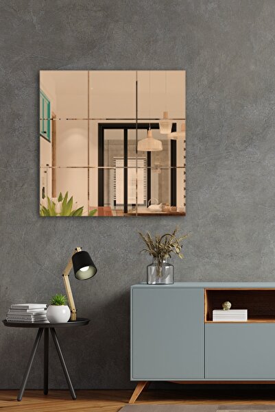 Decorita Ayna | Bronz Ayna | Kare Kanallı - Kare Ayna | 60cm X 60cm