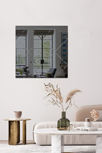 Decorita Ayna | Füme Ayna | Baklava Kanallı - Kare Ayna | 60cm X 60cm