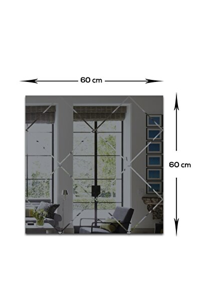 Decorita Ayna | Füme Ayna | Baklava Kanallı - Kare Ayna | 60cm X 60cm