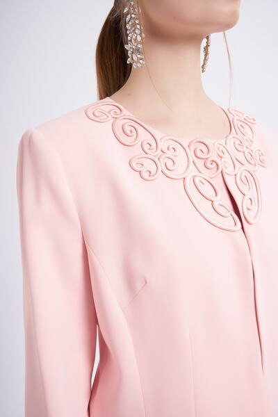 Balizza Blz-yakası Nakışlı 3/4 Kol Trençkot