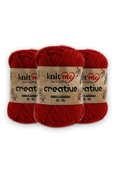 knitme Creative 25 Gr 3 Pack 100% Cotton Amigurumi Punch Hand Knitting Yarn Taka Yarn (1042)