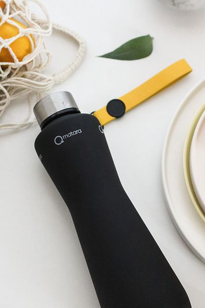 Qmatara Matte Black Glass Flask Premium 750 cc