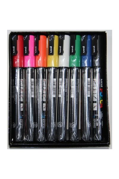 Uni Posca Pc-3m 0.9-1.3 Mm Water Based Painting Marker Set Primary Colors 8 Colors
