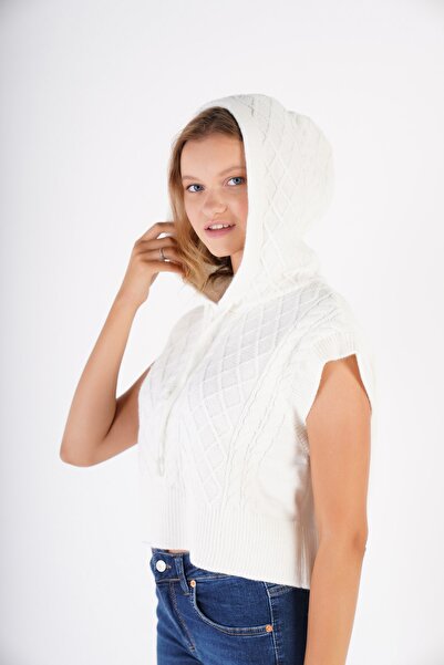 Trist Star Жіночий светр з капюшоном Oversize з вовни, в'язаний трикотаж Trist-6131