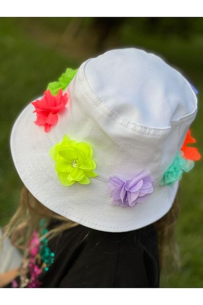 QUEEN AKSESUAR Colorful Unicorn Rainbow Floral Rhinestone Design Adult Teen Baguette Bucket Hat