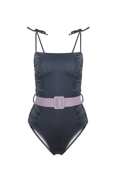 AQUELLA Lurex Ribbed Swimsuit with Gathered Side