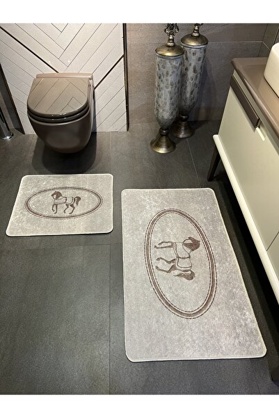 Brillant At Desen Horse Desenli 2'li Kaymaz Taban Banyo Paspas Takımı (60x100...