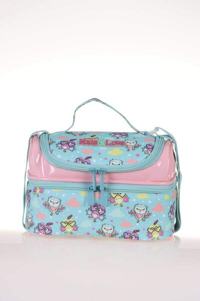 KAUKKO Kids & Love Owl Patent Leather Hologram Lunchbox 24X15X15 (L7070)