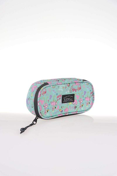 KAUKKO Nature Τσάντα Μολυβιών με Ειδική Θήκη Flamingo Mint (k2329)
