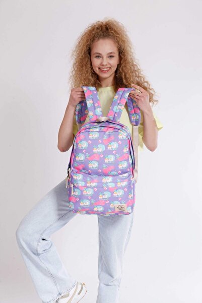 KAUKKO Nature Okul Çantası 41x24x18 Lama Mor (k1311)