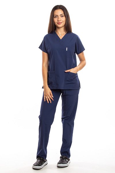 Simirna Üniforma Σετ Scrubs Χειρουργικής Νοσοκόμας Petrol Blue Jersey