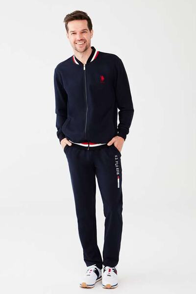 U.S. Polo Assn. Cotton Men's Sport Tracksuit Set, Zippered Sleeves with Cuffs
