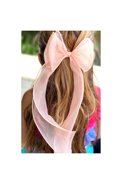 QUEEN AKSESUAR New Trend Organza Pendant Lamp Long Tailed Bow Metal Clip Buckle Powder