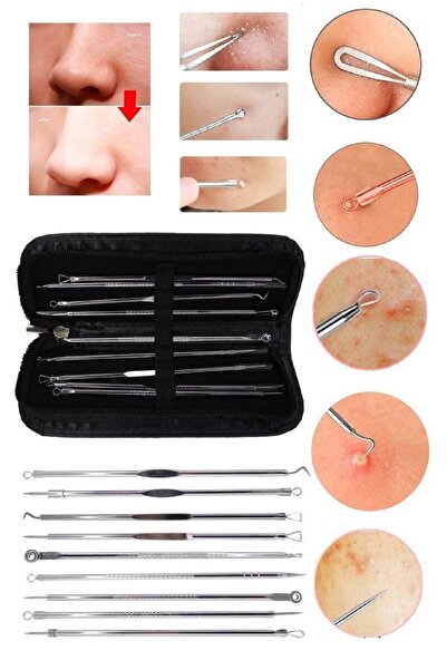 MUJGAN Deri Çantalı 9'lu Akne-siyah Nokta Temizleyici Komedon Seti