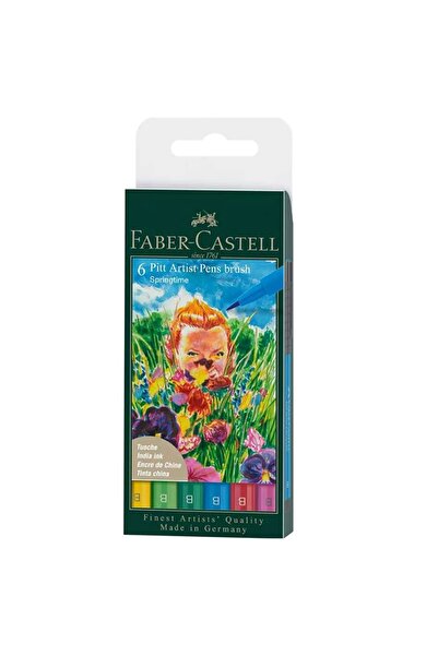 Faber Castell Faber Pitt Artist Pen Brush Tip Drawing Pen 6 Pack Spring 1671770