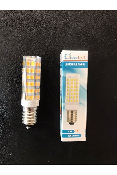 OKYANUSAYD 5 Watt 3000 Kelvin 500 Lümen E-14 Ince Duylu Led Kapsül Ampül Avize Ve Tuz Lambası