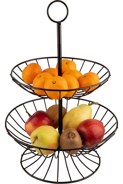 nilşah Two Tier Freesia Fruit Bowl - black