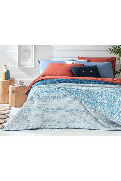 English Home Anhinga King Size Double Sided Bedspread 240x220 Cm Navy Blue