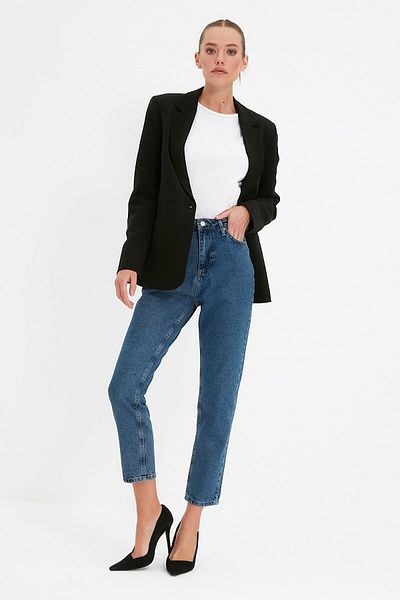 Trn JNS Γυναικεία Mom Jeans Mid Blue
