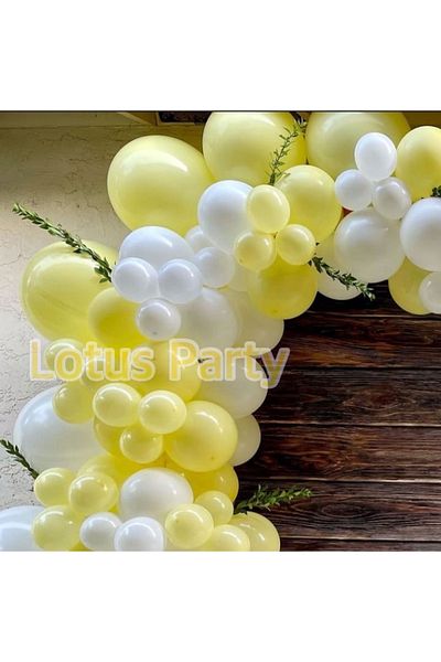LOTUS PARTY 50 Pieces - Baby Shower Themed Balloon Chain Set (Yellow - White Balloon)