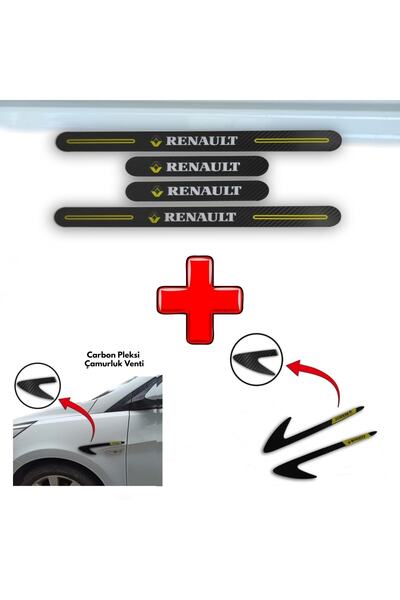 Lazer Store Renault Latitude Uyumlu Carbon Kapı Eşiği + Carbon Çamurluk Venti