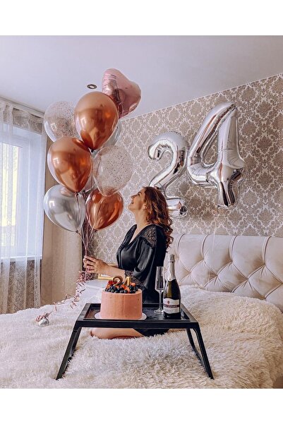 MFM Σετ μπαλόνια από ασημένιο φύλλο για πάρτι 24 ετών