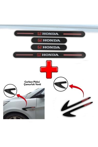 Lazer Store Honda Civic Uyumlu Carbon Kapı Eşiği + Carbon Çamurluk Venti