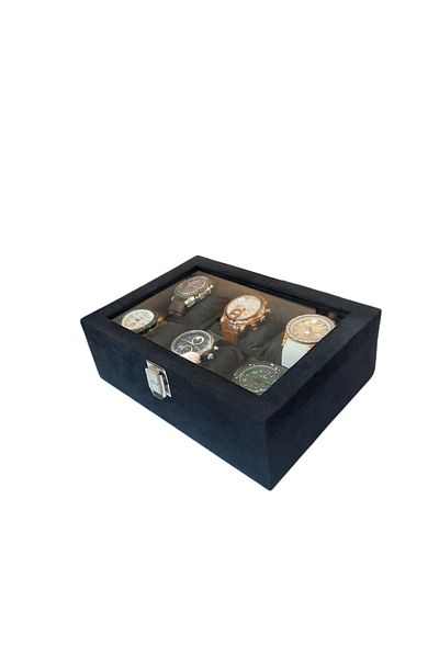 STAND MARKET Watch Box 6 Pieces Alcantara Black