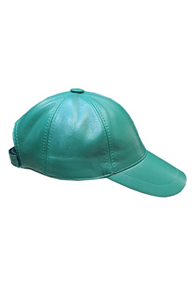 Derimont's Hakiki Deri Turkuaz Rengi-spor Deri Kep Unisex Model Kod-s-36