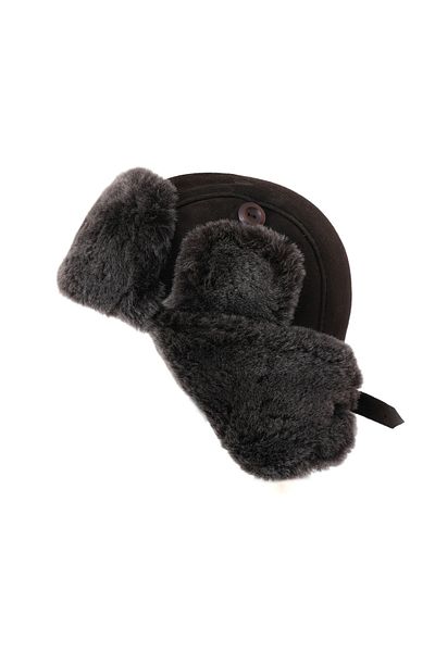 Mumcu's Leather Leather Fur Coffee Unisex Pilot Hat