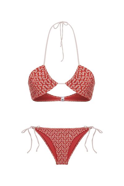 AQUELLA Halter Knitwear Triangle Tile Bikini Set