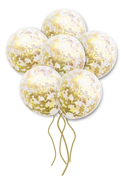 Huzur Party Store 20 Pieces 30 cm - Gold Yellow Sequins and Glassy Metallic Balloon Set