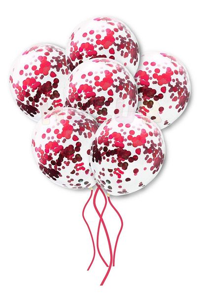 Huzur Party Store Transparent Sequin Balloon with 10 Red Confets - 30 cm Colorless Party Balloon