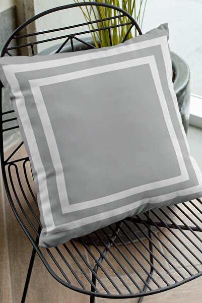 Viva Home 43x43cm Husă de pernă cu pene premium thailandeze din material tip stofă modernă, cu ramă, cu două fețe, Krl366