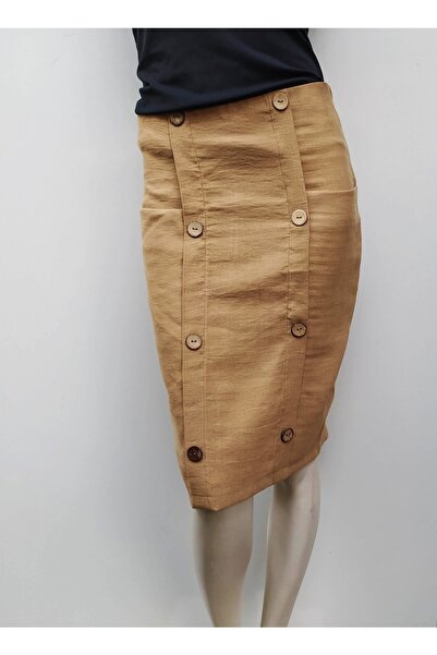 Hepsibitarz Kadın Bej Keten Etek