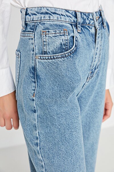 Trendyol Collection Blugi albastri cu talie inalta cu picioare late TWOAW22JE0471