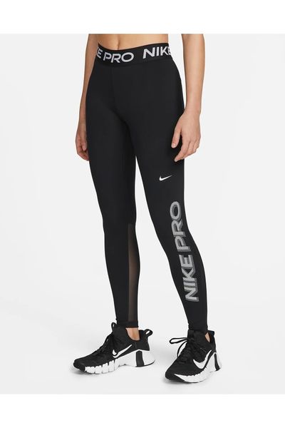 Nike Air High Waisted 7/8 Graphic Black Women's Tights - Trendyol