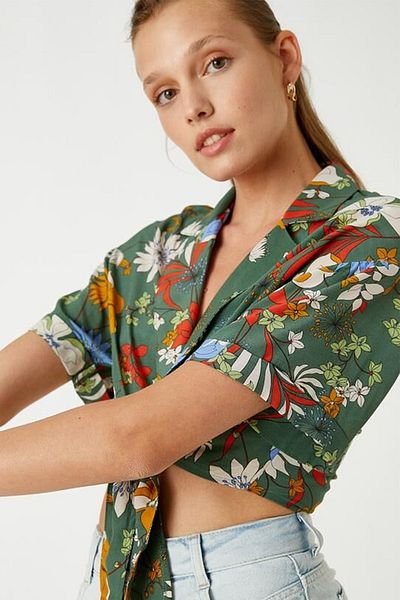 Koton Γυναικεία Μπλούζα Γραβάτα-Μπροστά 2sak60295pw